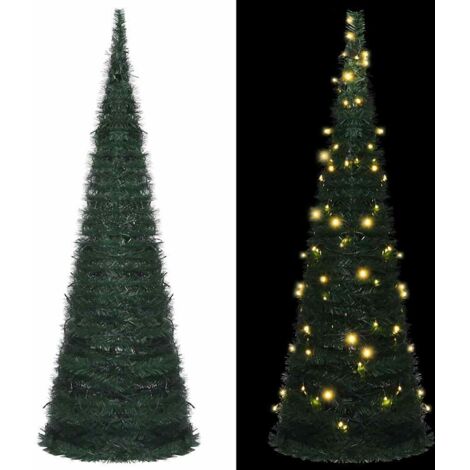 Sapin de Noël artificiel  Arbre de Noël  Décoration de Fête de Noël avec guirlandes et LED Vert 180 cm VSGS634923 (1/5)