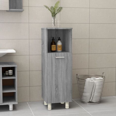 Armoire de bain, Meuble de Salle de Bain, Meuble de Rangement Sonoma gris 30x30x95 cm Bois d'ingénierie HYB18807 (1/5)