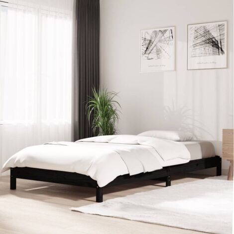 Lit empilable,Meuble de Chambre à Coucher,Lit adulte Noir 80x200 cm Bois de pin massif XZZZ506395 (1/5)
