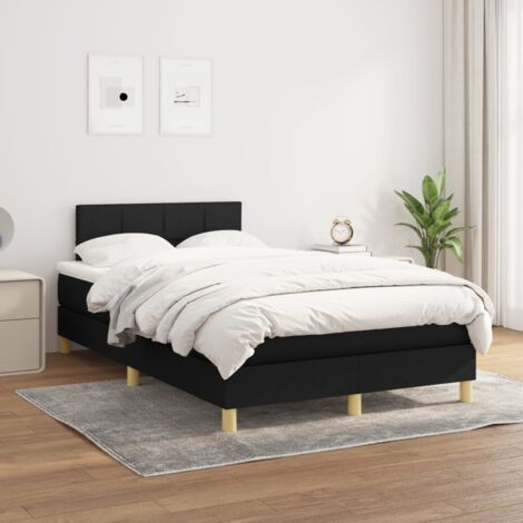 Lit Adulte - Lit à sommier tapissier avec matelas- Lit double - Meuble de Chambre à Coucher Noir 120x200 cm Tissu CNIS8305731 (1/5)