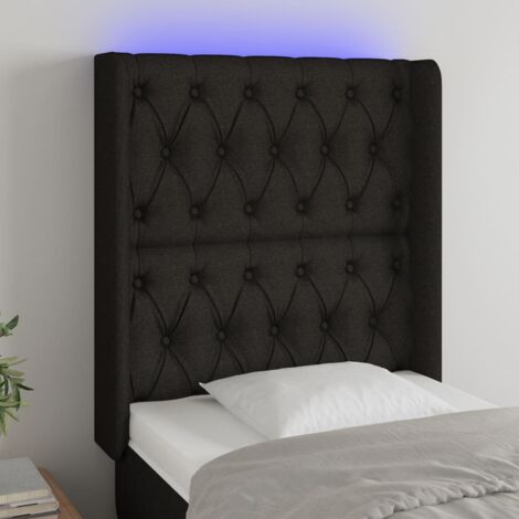 Tête de lit à LED,Panneau de lit,Pour Lit adulte,Décoration murale Noir 83x16x118/128 cm Tissu XZZ951793 (1/5)