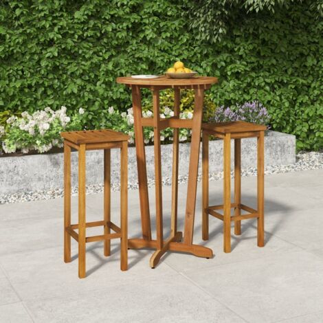 3 pcs Ensemble de salle à manger de jardin Salon de jardin Mobilier de salle à manger Bois d'acacia solide RJTRX536142 (1/5)