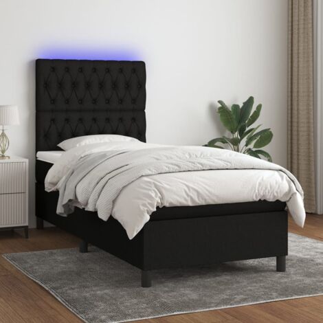 Sommier tapissier avec matelas et LED Sommier pour Adulte et Enfant Lit adulte Noir 90x190 cm Tissu XEJZT145643 (1/5)