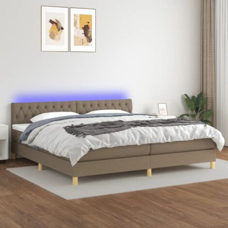 Sommier tapissier avec matelas et LED - Sommier pour Adulte et Enfant - Lit adulte - Taupe 200x200 cm Tissu XEJZT541618 (1/5)