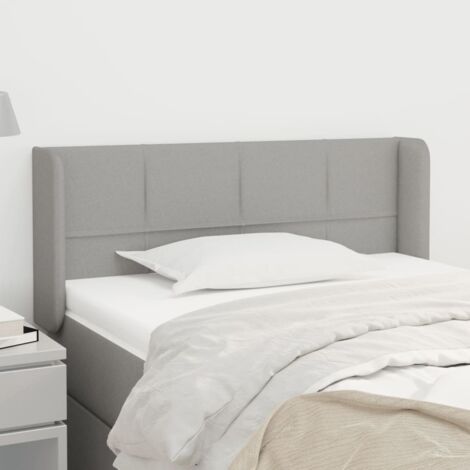 Tête de lit avec oreilles pour lit simple, Cadre de lit, Tableau décoratif de chevet Gris clair 83x16x78/88 cm Tissu CDE34289 (1/5)