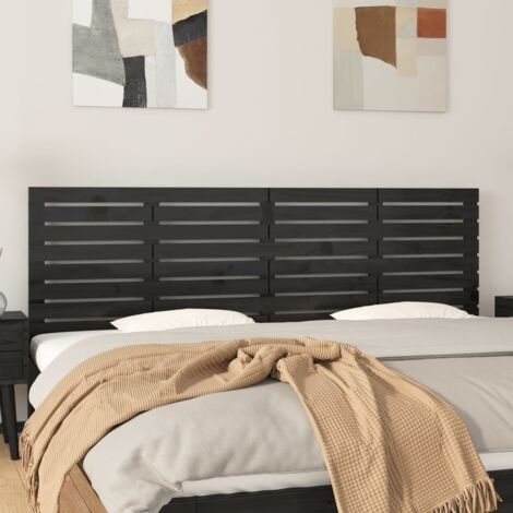 Tête de lit murale,Panneau de lit,Décoration murale Noir 166x3x63 cm Bois massif de pin XZZ58310 (1/5)