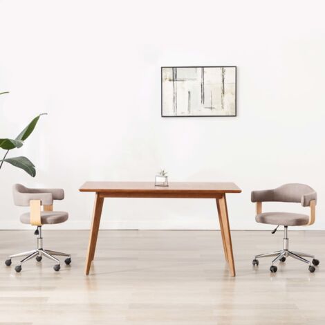 Chaise pivotante de salle à manger - Chaises à manger - Chaise de Bureau et de SalonTaupe Bois courbé et tissu DGBDF424899 (1/5)