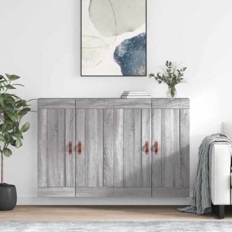 Lot de 2 Armoires murales,Armoire de rangement,Armoire suspendue sonoma gris bois d'ingénierie CNEI517181 (1/5)