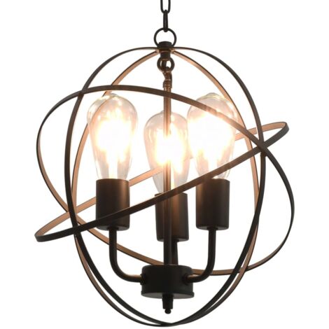 Lampe suspendue Lampe à suspension Noir Sphère 3 ampoules E27 NREFC63436 (1/5)