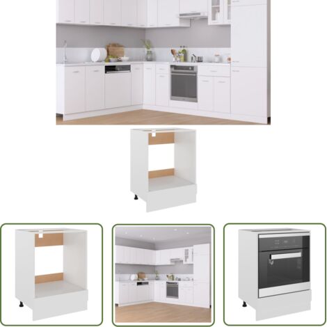 The Living Store Armoire à four Blanc 60x46x81,5 cm Bois d’ingénierie - Meuble De Cuisine - Armoire De Cuisine - Armoire À Four - Rangements Cuisine - Meuble Blanc (1/5)