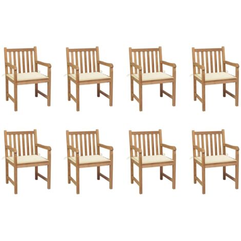 Lot de 6 Chaises de jardin Siège de Terrasse Fauteuil de jardin avec coussins crème Bois de teck massif DHNET9094264 (1/5)