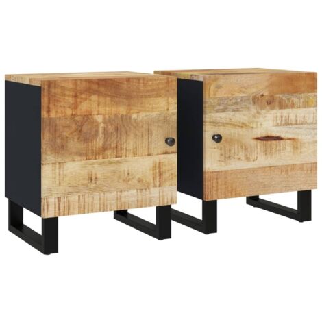 Tables de chevet 2 pcs 40x33x46 cm Bois de manguier solide (1/5)