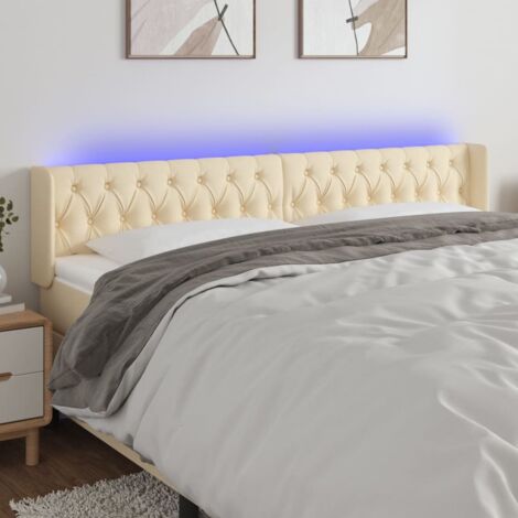 Tête de lit avec lumière LED,Panneau de lit,Décoration murale Crème 183x16x78/88 cm Tissu XZZZ238137 (1/5)