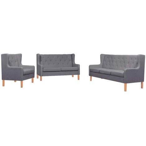3 pcs Ensemble de canapés，Banquette Sofa pour Salon tissu gris MEMV365064 (1/5)