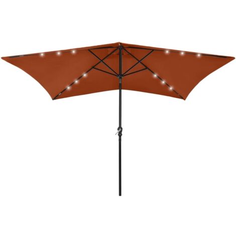 Parasol avec LED et mât - Parasol de Jardin Extérieur - Protection Solaire pour Jardin Patio Piscine en acier Terre cuite 2x3 m HNDX741591 (1/5)