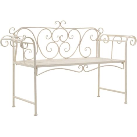 Banc de jardin  Banquette de jardin  Siège/Chaise de jardin 132 cm Métal Antique Blanc BTEB65355 (1/5)