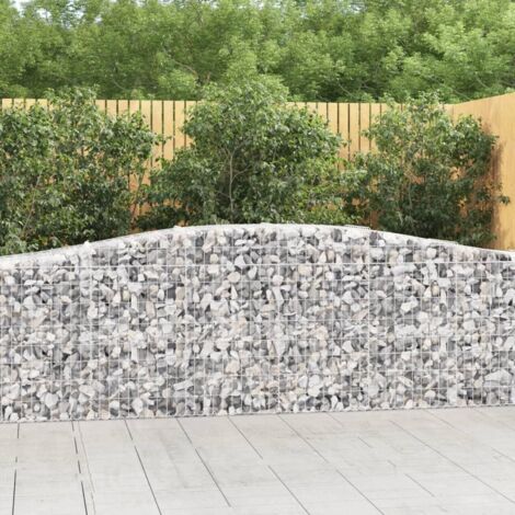 3 pcs Paniers à gabions  Clôture de jardin  Mur en Gabion  Cage à Pierres de Jardin décoratif arqués 400x50x80/100 cm Fer galvanisé DBEB3153044 (1/5)