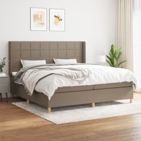 Lit adulte Durable,Lit à sommier Tapissier + Matelas Taupe 200x200 cm Tissu -61701 (1/5)