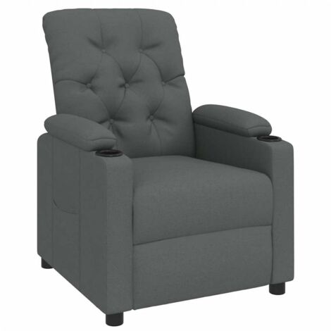 Fauteuil inclinable,Fauteuil Salon,Chaise Loisir et ReposSiège Gris foncé Tissu FNNF218746 (1/5)