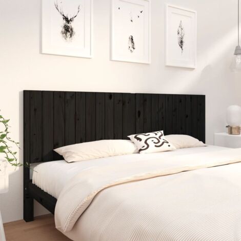 Tête de lit,Panneau de lit,Pour Lit adulte Noir 205,5x4x100 cm Bois massif de pin XZZ41444 (1/5)
