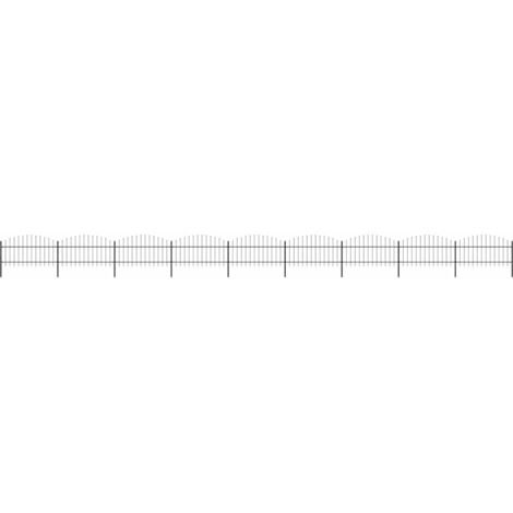 Clôture de jardin，Barrière de jardin，Portail de jardin à dessus en lance Acier (1-1,25)x15,3 m Noir CNENE588278 (1/5)