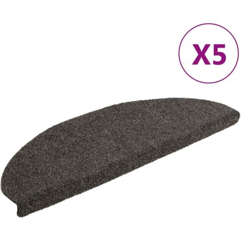 5 pcs Tapis d'escalier Tapis autoadhésifs de marches Tapis Salon Tapis Chambre Marron 65x21x4cm Aiguilleté BZTE739716 (1/5)