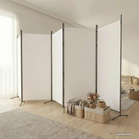 Paravent,Cloison de séparation, Pièce Protéger Privée,Brise Vue 5 panneaux Blanc 433x180 cm Tissu FNBD74009 (1/5)