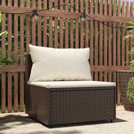 Canapé central de jardin avec coussins Canapé Relax de jardin marron résine tressée -BV48819 (1/5)