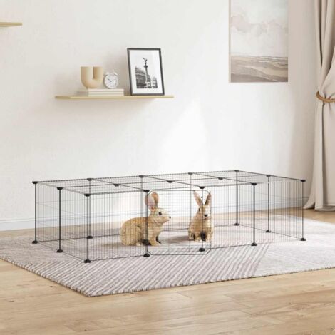 Cage animaux de compagnie à 20 panneaux et porte Cage pour chien Parc pour animaux Noir 35x35 cm MCYMH218812 (1/4)