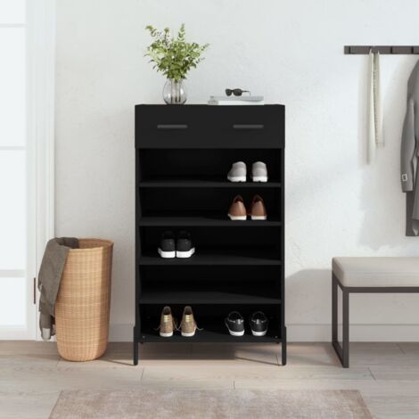 Armoire à chaussures Meuble à chaussures Étagère de rangement noir 60x35x105 cm bois d'ingénierie RTJEX404253 (1/5)