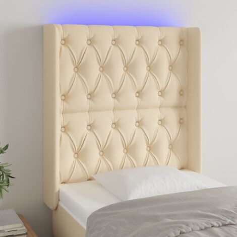 Tête de lit avec lumière LED,Panneau de lit,Décoration murale Crème 83x16x118/128 cm Tissu XEJZT556640 (1/5)