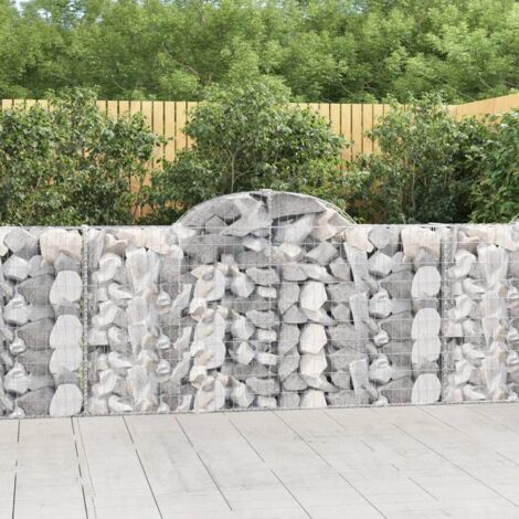 7 pcs Paniers à gabions Clôture de jardin Mur en Gabion Cage à Pierres de Jardin décoratif arqués 200x30x100/120 cm Fer galvanisé DBEB1611233 (1/5)