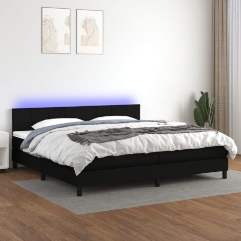 Sommier tapissier et matelas et LED Sommier pour Adulte et Enfant Lit adulte Noir 200x200 cm Tissu XRKJY8878585 (1/5)