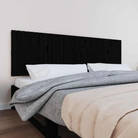 Tête de lit murale,Panneau de lit,Décoration murale Noir 204x3x60 cm Bois massif de pin XZZ69455 (1/5)