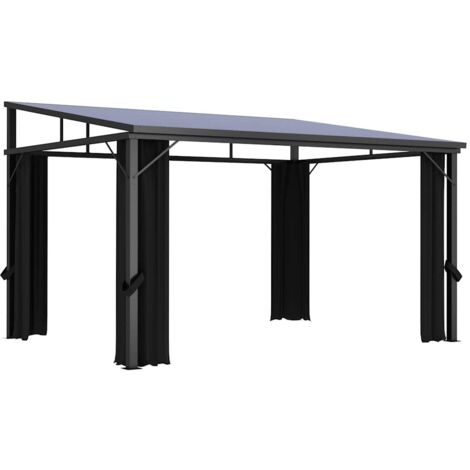 Tonnelle de jardin, Pergola, Belvédère avec rideau 405x294x244 cm Anthracite XZZ27657 (1/5)
