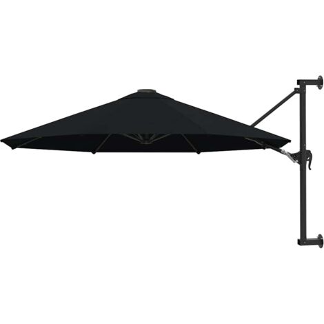 Parasol mural, Parasol de jardin pour balcon, terrasse, piscine, Parasol d'extérieur, Parasol déporté avec mât en métal 300 cm Noir HNDX532160 (1/5)