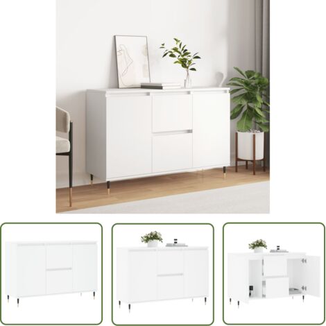 The Living Store Buffet blanc 104x35x70 cm bois d'ingénierie - Buffet - Meuble De Rangement - Armoire - Commode - Mobilier (1/5)