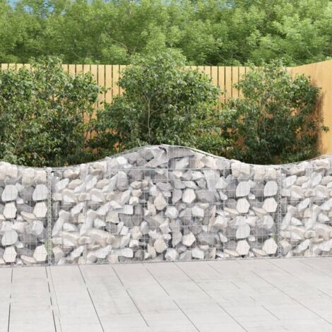 Lot de 2 Paniers à gabions  Clôture de jardin  Mur en Gabion  Cage à Pierres de Jardin décoratif arqués 200x30x80/100 cm Fer galvanisé DBEB1495858 (1/5)