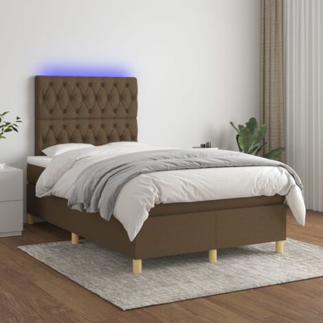 Lit Adulte,Sommier tapissier avec matelas et LED,Lit double- Marron foncé 120x200 cm Tissu DETHB57578 (1/5)