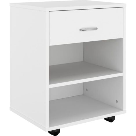 INLIFE Armoire à roulettes Blanc 46x36x59 cm Aggloméré (1/5)