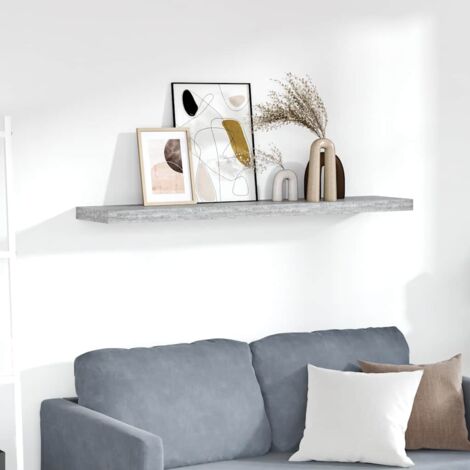 Étagère murale flottante Étagère suspendue Gris béton 120x23,5x3,8 cm MDF BRZH248705 (1/5)