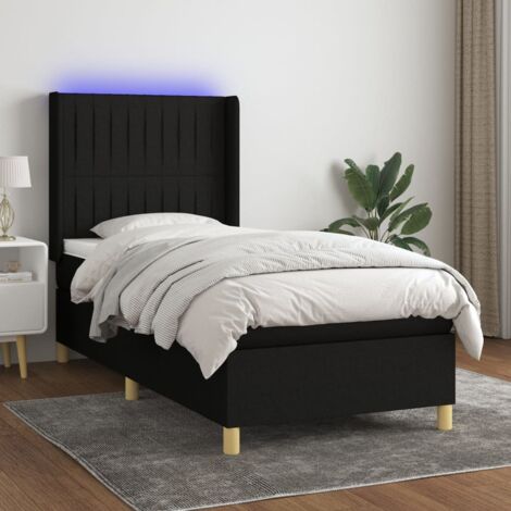 Sommier tapissier avec matelas et LED  Sommier pour Adulte et Enfant  Lit adulte Noir 90x190 cm Tissu XRKJY8175151 (1/5)