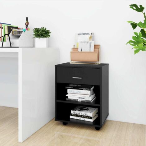 Armoire à roulettes Armoire de rangement Noir 46x36x59 cm Aggloméré RTJEX591219 (1/5)