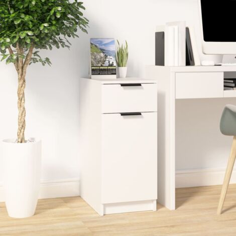 Armoire de bureau Meuble de Rangement Bureau Caisson de Bureau Blanc 33,5x50x75 cm Bois d'ingénierie BZRNR129023 (1/5)