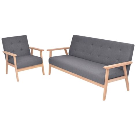 Lot de 2 Jeu de Canapé,Banquette Tissu Gris foncé FGYH45777 (1/5)