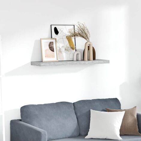 Étagère murale flottante Étagère suspendue Gris béton 90x23,5x3,8 cm MDF BRZH982974 (1/5)