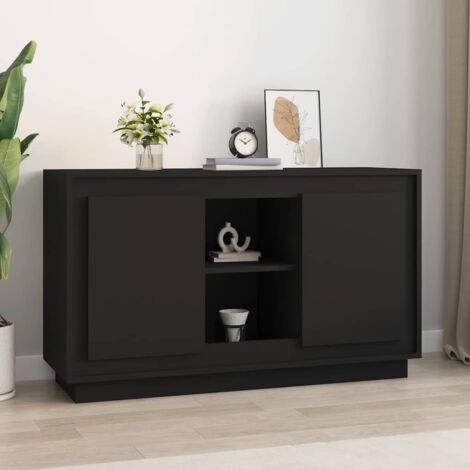 Buffet,Bahut, Meuble de Rangement pour Salon, Bureau Noir 102x35x60 cm bois d'ingénierie, Armoire de Rangement FBV63896 (1/4)