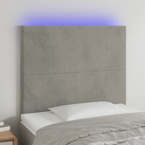 Tête de lit avec lumière LED,Panneau de lit,Décoration murale Gris clair 100x5x118/128 cm Velours XJDT628017 (1/5)