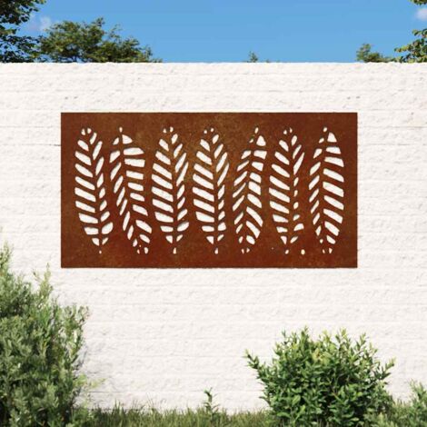 Décoration murale jardin,Ornement mural extérieur,Original 105x55 cm acier corten design feuille CNEI534617 (1/5)