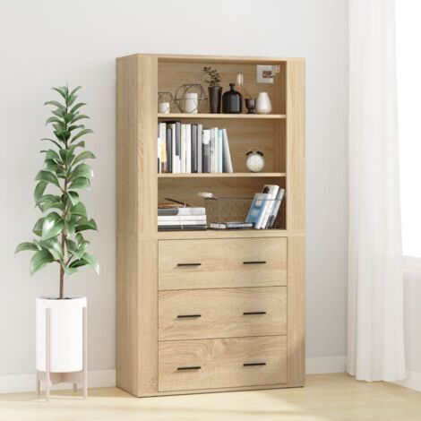 Buffet haut, Meuble de Rangement, Armoire de Cuisine Chêne sonoma Bois d'ingénierie RDS5783 (1/5)